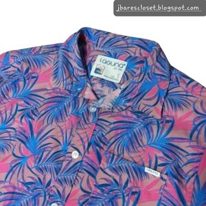 Laguna Men's Tropical Short Sleeve Button-front Shirt Size Small Pink/blue